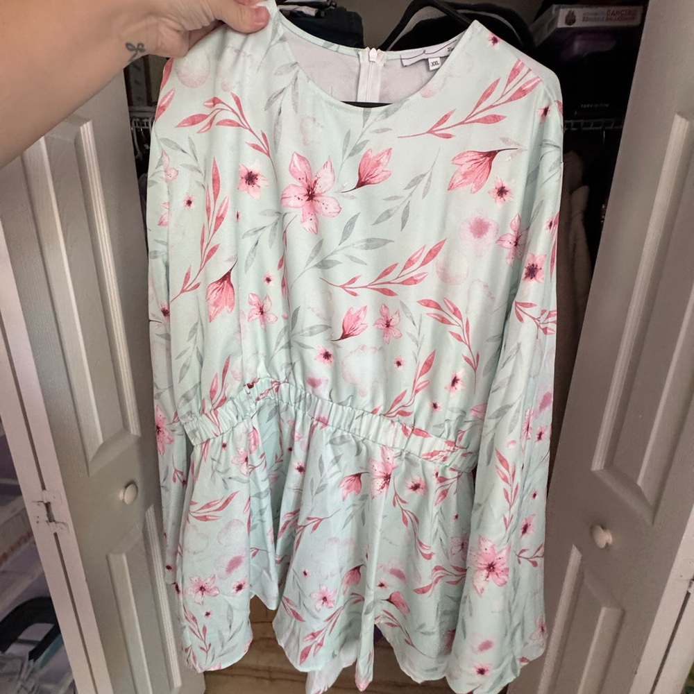 Floral Mint and Pink Women's Jumpsuit